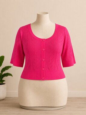 Torrid Pointelle Heart Cropped Cardigan Sweater Top 5X